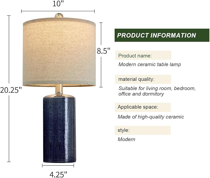 G-SAFAVA 20.25" Small Table Lamps Set of 2 Modern Ceramic Lamps - Image 8