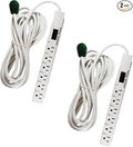 GoGreen Power Inc. (G-16315-15-2) 6 Outlet Surge Protector, 15FT Cord, White, 2 Pack