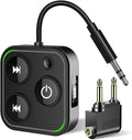 2026 Pro Bluetooth 5.4 Transmitter Receiver, 2-in-1 Wireless Audio Adapter for Airplane/TV/PC/Gym - Dual Link Headphone, Low Latency, Battery Display, Built-in Mic, 30H Playtime, Aviation Metal Frame