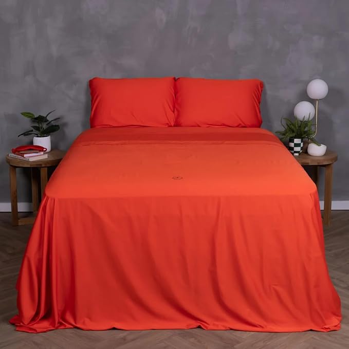 THE LAD COLLECTIVE 3.0 King Bedding Set - 4-Piece Bedset w/Fitted Sheet, Top Sheet & 2 Standard Pillowcases [Duvet Not Included] - Bamboo-Cotton - Red Rock Collection