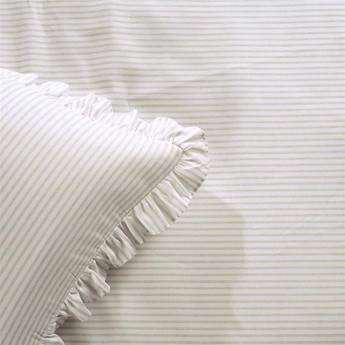 Lush Decor Ticking Stripe Bedspread Full Size 3 Piece Set Wheat - Image 6