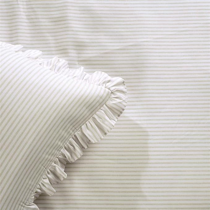 Lush Decor Ticking Stripe Bedspread King Size 3 Piece Set Wheat - Image 6