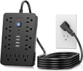 JouleLoom 10 FT Flat Plug Surge Protector Power Strip,11 Multiple AC Outlets with 6 USB Ports (2 USB C), 10 Feet Extension Cord, 1250W/10A, One Touch Switch Button, 17 in 1 Compact powerstrip