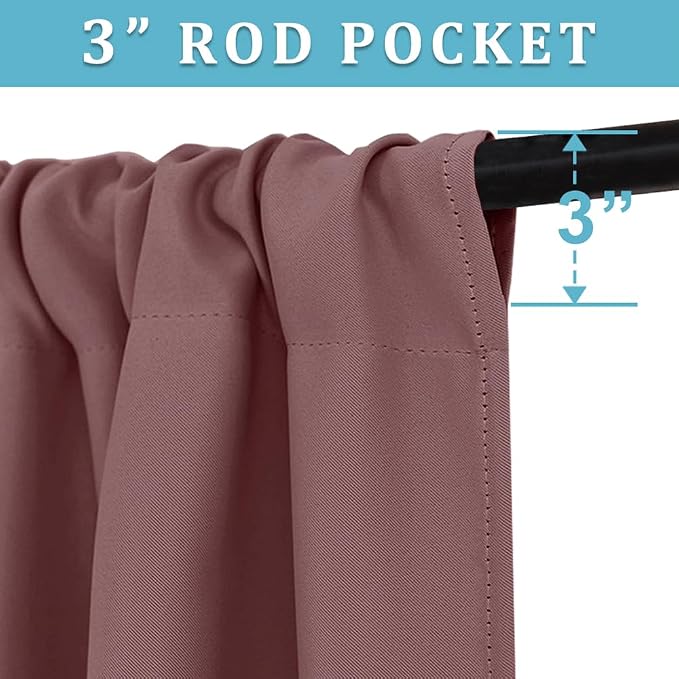 RYB HOME Blackout Curtains for Bedroom Living Room Nursery 63 inches Long | - Image 2