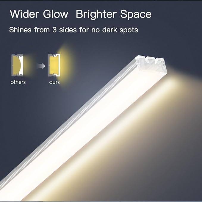 V4light 12'' Aluminum Under Cabinet LED Lights, 6-Pack Ultra-Slim Bars, Plug-in & Wired Touch Dimmer, Adjustable 2700K-6500K Color Temp, Seamless Linkable, Easy Install for Kitchen/Closet/Shelf