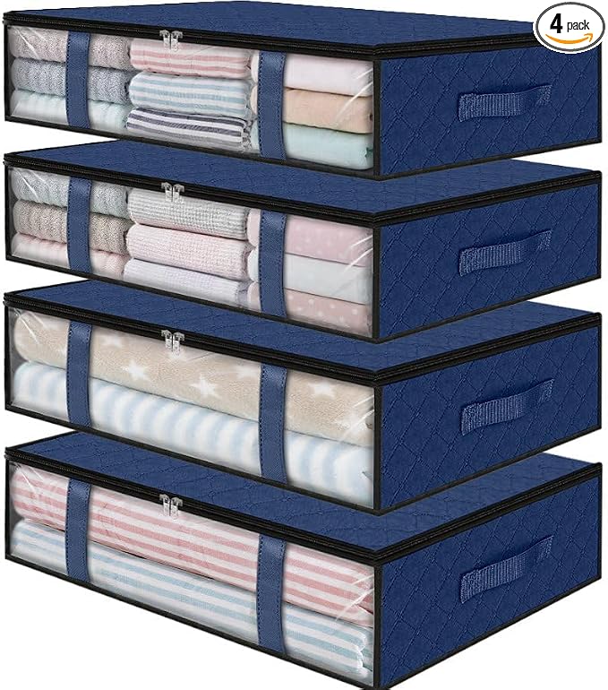 StorageRight Under Bed Storage Bags, 4 Pack, Comforters, Blankets and Seasonal by StorageRight