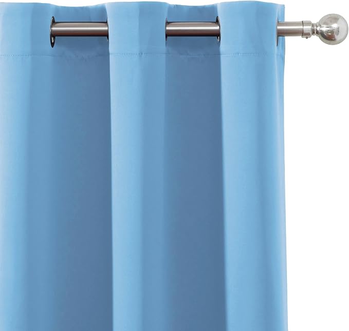 100% Blackout Curtains 84 Inch Long Sky Blue Curtains 2 Panels - Image 7
