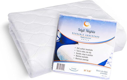 Washable Incontinence Bed Pad 36x60 – Soft, Absorbent & Waterproof Mattress Protector with Tuck-in Sides – Reusable Full/Queen Size Pads for Kids, Adults, Seniors & Pets