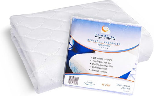 Washable Incontinence Bed Pad 36x60 – Soft, Absorbent & Waterproof Mattress Protector with Tuck-in Sides – Reusable Full/Queen Size Pads for Kids, Adults, Seniors & Pets