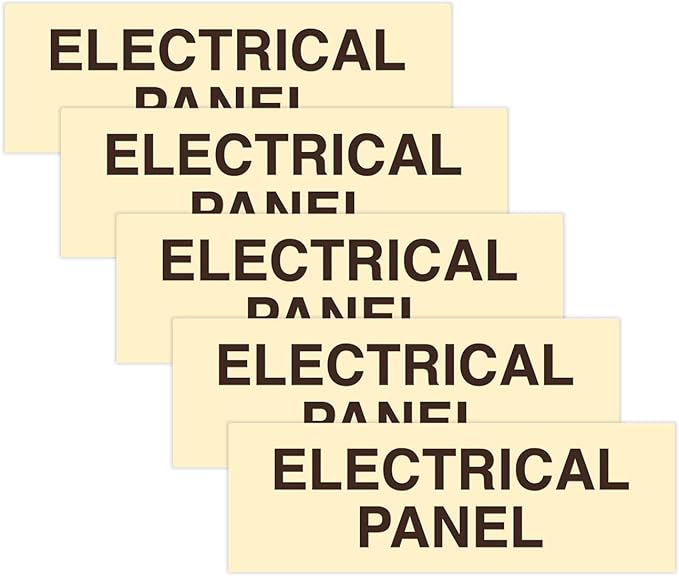 All Quality Basic Electrical Panel Sign - Fire Regulation Safety Compliance Sign - Ivory/Dark Brown - Medium (5 Pack)