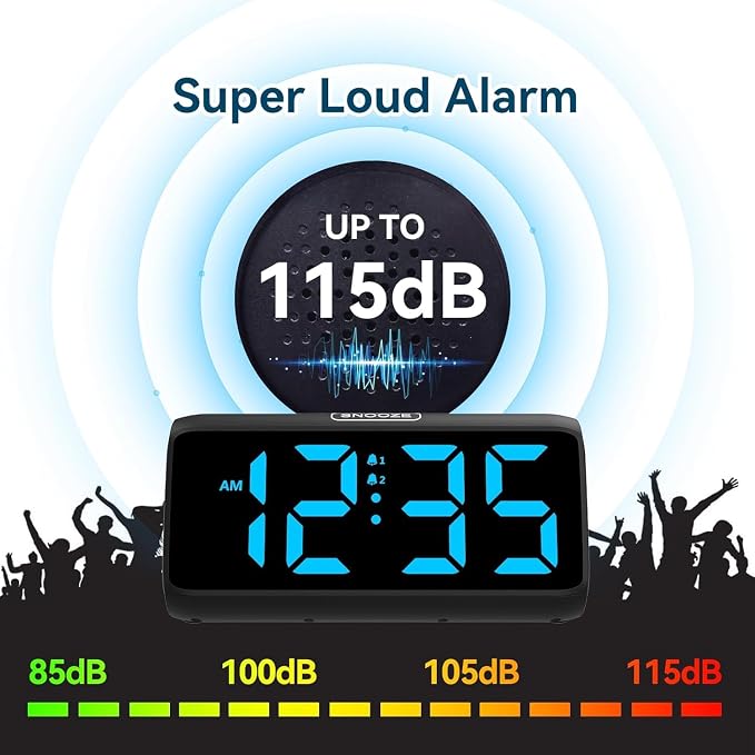 Digital Alarm Clocks for Bedrooms, Loud Alarm Clock - Image 2