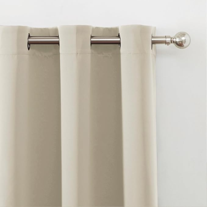 Light Beige Blackout Curtains 34 x 84 Inch Length/Set of 2 Curtain - Image 6