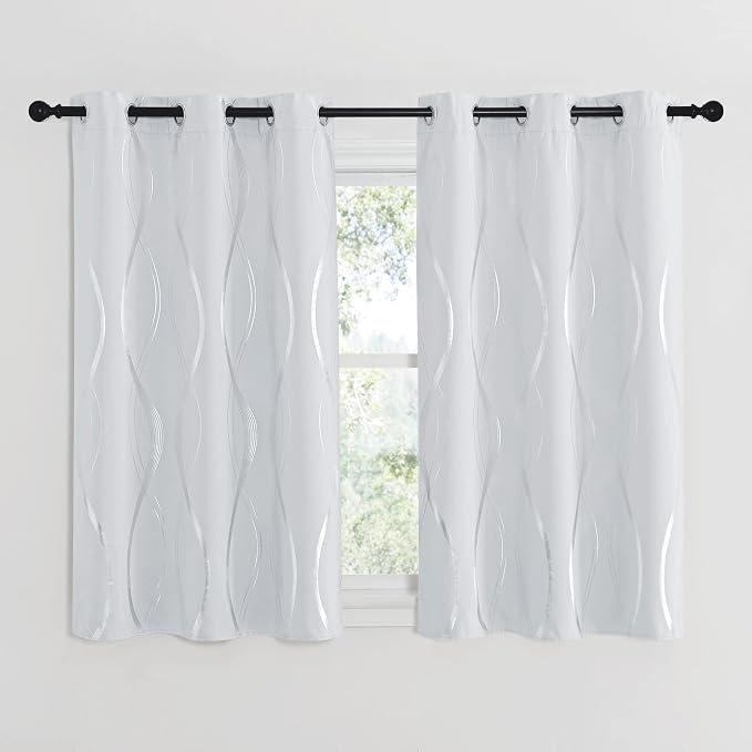 NICETOWN Greyish White Room Darkening Curtain Panels, 2 Panels, Window by NICETOWN