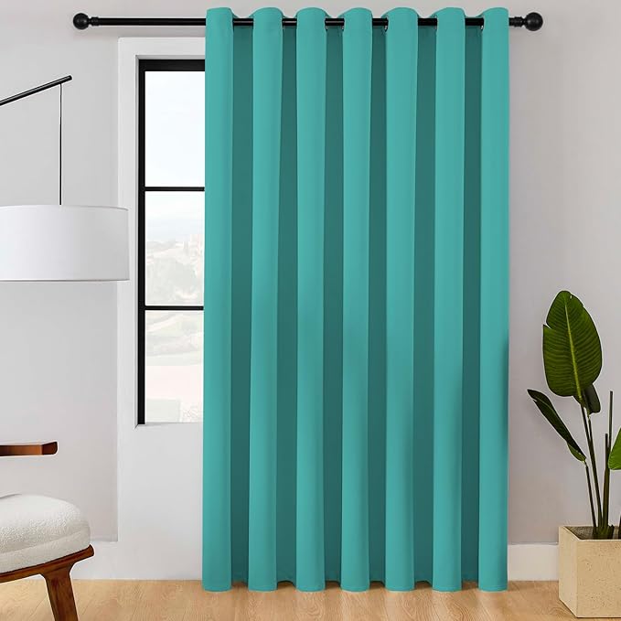ChrisDowa Room Divider Curtain 90 Inch Length Sliding Door Curtains, Teal | by ChrisDowa