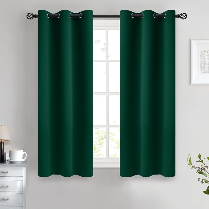 COSVIYA Grommet Room Darkening Dark Green Curtains 54 inch Long by COSVIYA