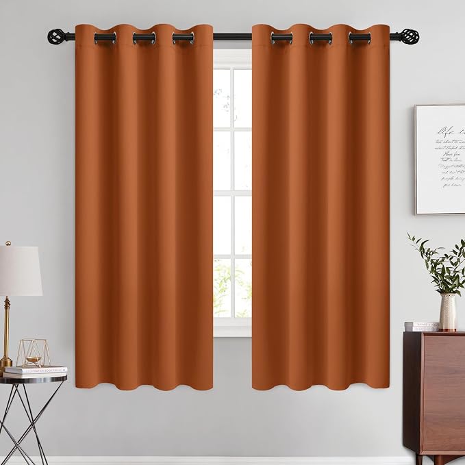 COSVIYA Grommet Room Darkening Brunt Orange 63 inch Length by COSVIYA