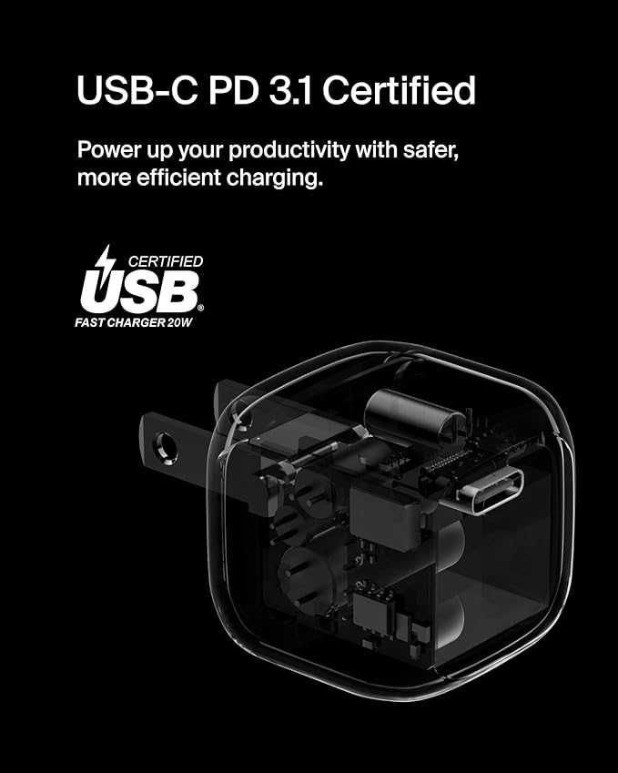 Belkin USB C Charger Block 20W (2 Pack) - USB C Cable Included - Fast Charging Block, Type C Wall Charger - Apple iPhone 17, Air, Pro, Samsung Galaxy S25, Google Pixel 10, iPad, AirPods, etc - White