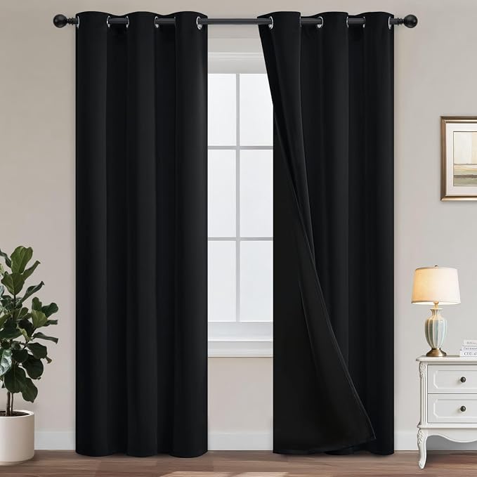 Yakamok Black Blackout Curtains 84 inches Long by Yakamok