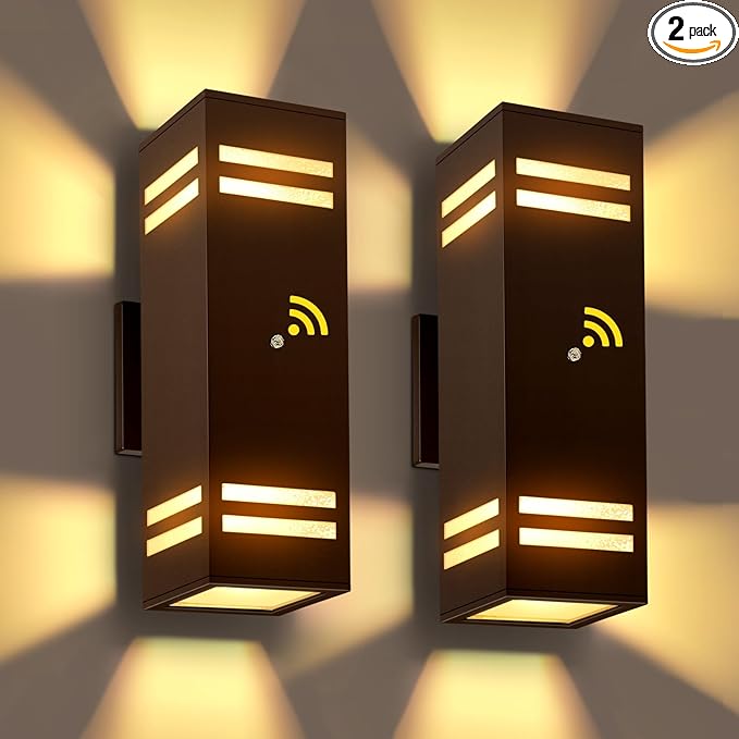 MZLITI 2-Pack Bronze Dusk to Dawn Outdoor Lights, Wall Light Wtih LED Bulbs, Modern Up Down Lights Outdoor, IP65 Waterproof Exterior Lighting Fixtures, Outside Lights for House for Porch, Garage