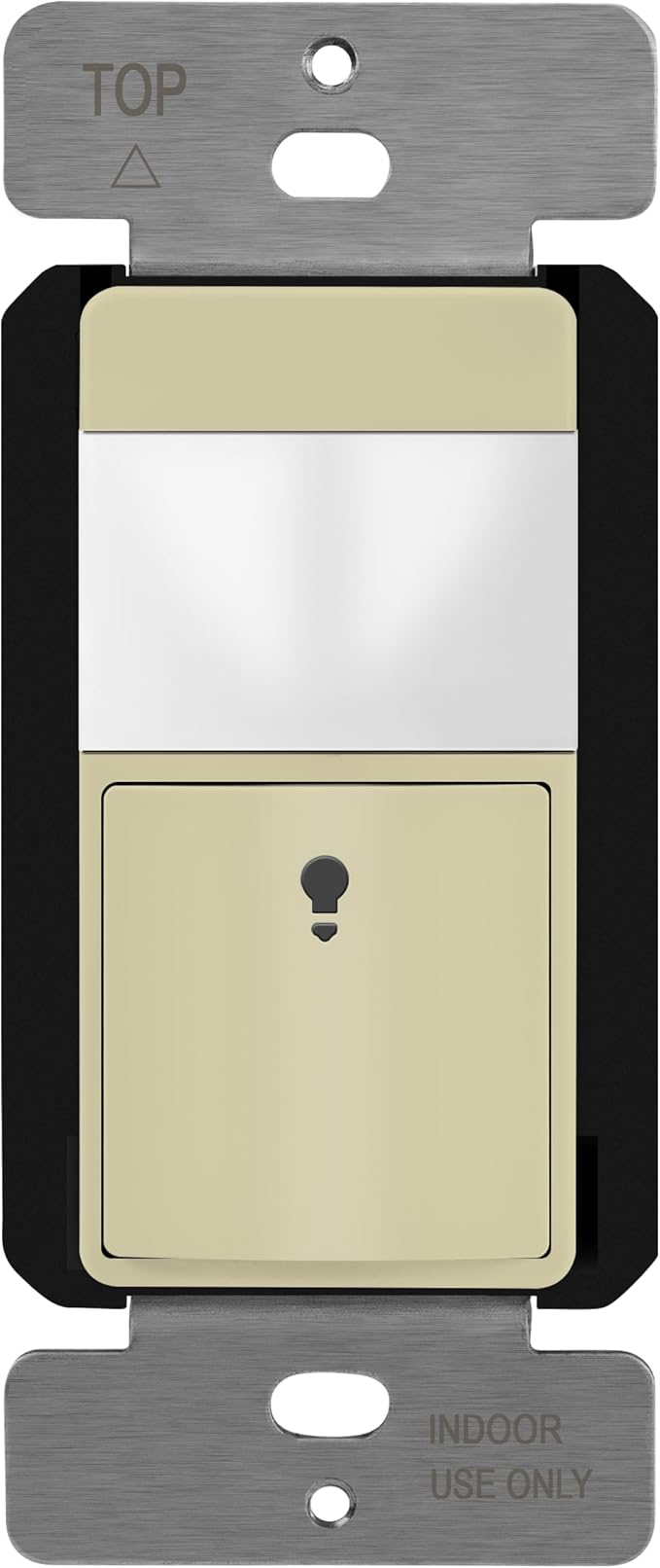 TOPGREENER PIR Motion Sensor Switch, Ambient Light Level Detector, No Neutral Required, 150W LED/CFL, 1/6 HP, Occupancy Vacancy Modes, Ground Wire Required, Single Pole, TDOS5-JM, Ivory