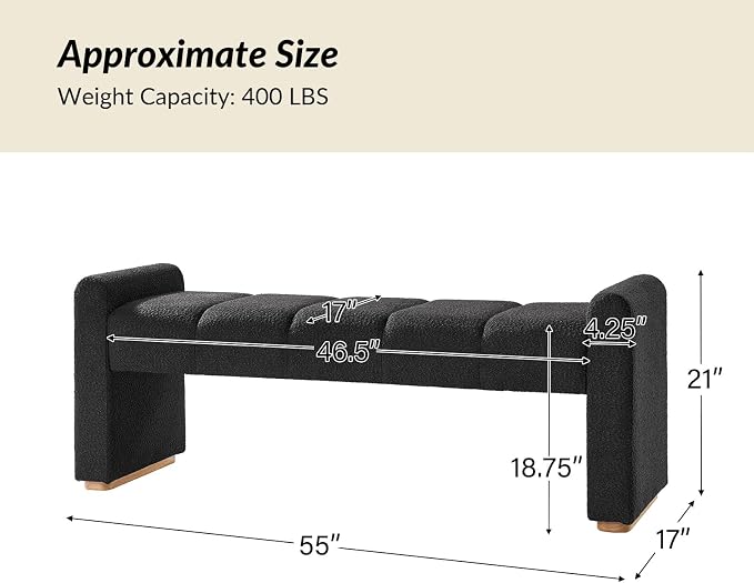55" Upholstered End of Bed Bench - Image 2