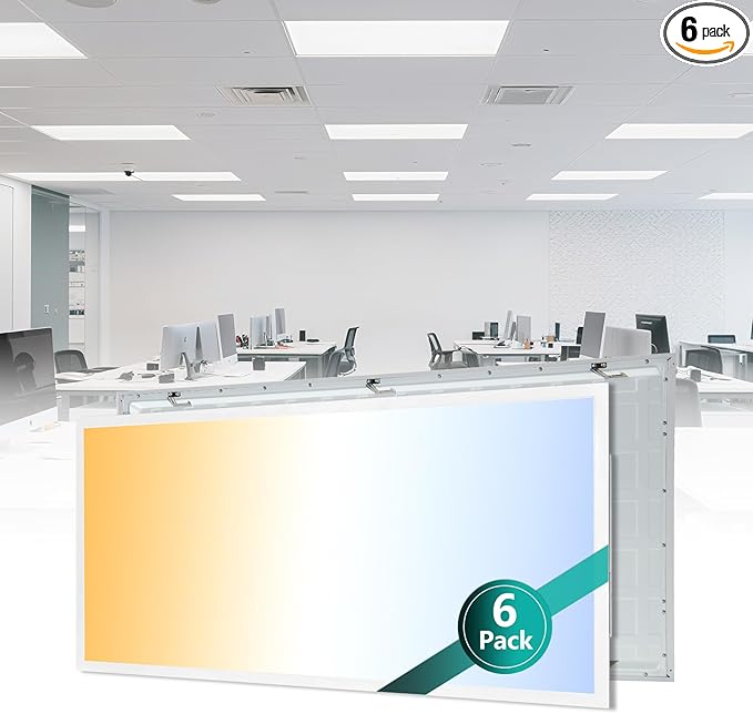 VocgoUU 2x4 LED Flat Panel Light for Drop Ceiling, 0-10V Dimmable, 40W/50W/60W Selectable, 4CCT 3000K/4000K/5000K/6000K, Up to 6600LM, ETL Listed, 100-277V, 6 Pack