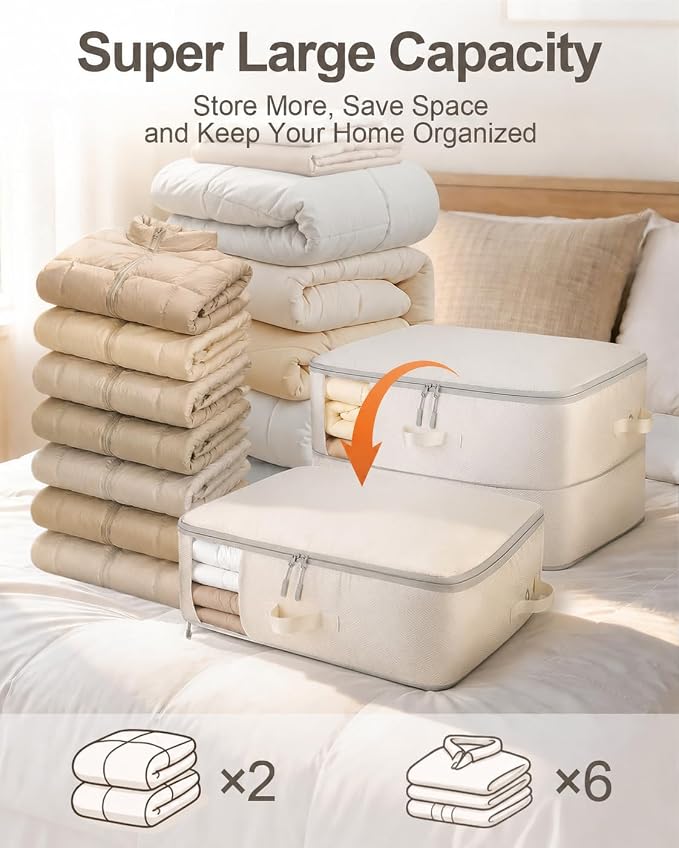Comforter Storage Bag 2-Pack Self Compression Organizer, 22 Gallons | 2-Layer - Image 2