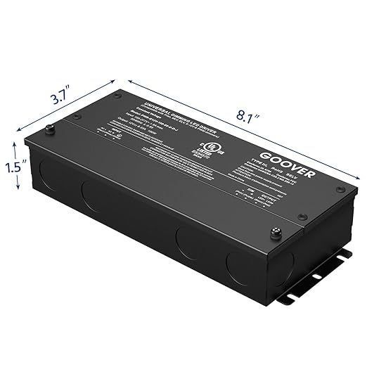 GOOVER 100W Dimmable LED Driver, 12V Triac Dimmable Power Supply, AC to DC Transformer for LED Light, Compatible with Lutron and Leviton Dimmer, Waterproof IP67 and UL Listed