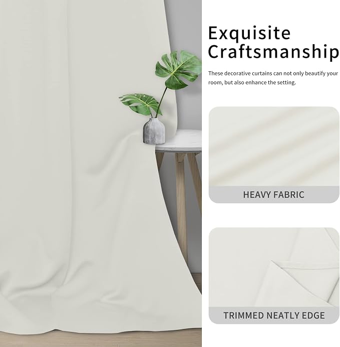 Easy-Going Thermal Grommet Curtains, 2 Panels 34x84 in, Ivory | Machine - Image 5