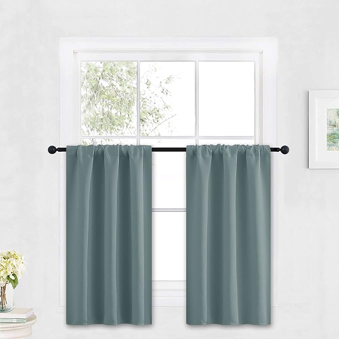 RYB HOME Cafe Blackout Curtains 30 inch Length, Short Window Curtain Tiers | by RYBHOME