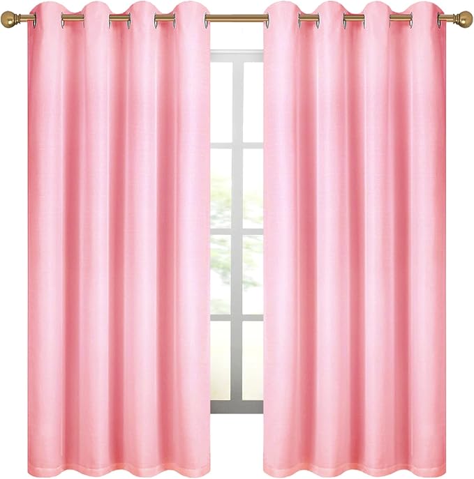 Diraysid 100% Blackout Curtains Pink Linen Curtains - Image 6