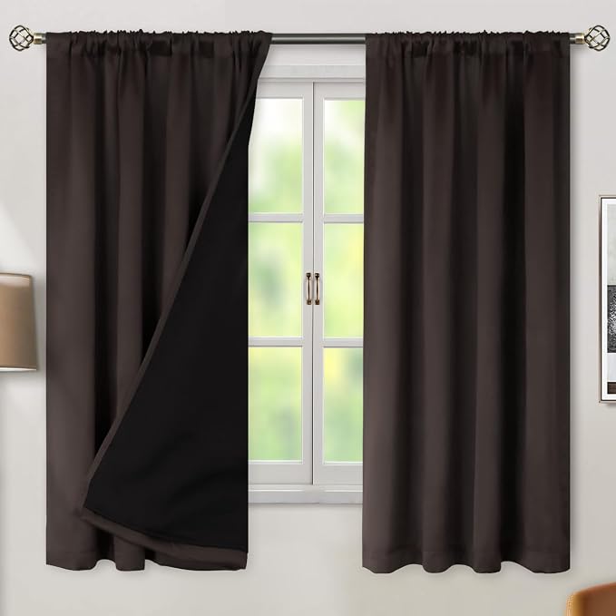 BGment Brown 100% Blackout Curtains 63 Inches Long - Image 2