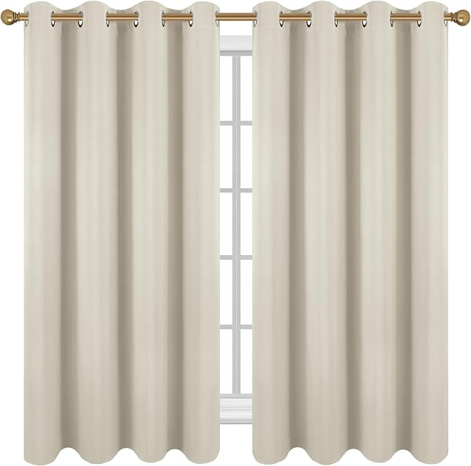 Diraysid Light Beige Grommet Blackout Curtains - Image 2