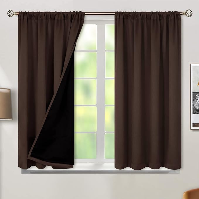 BGment Brown Blackout Curtains for Bedroom 45 Inch Length 2 Panels | Thermal by BGment