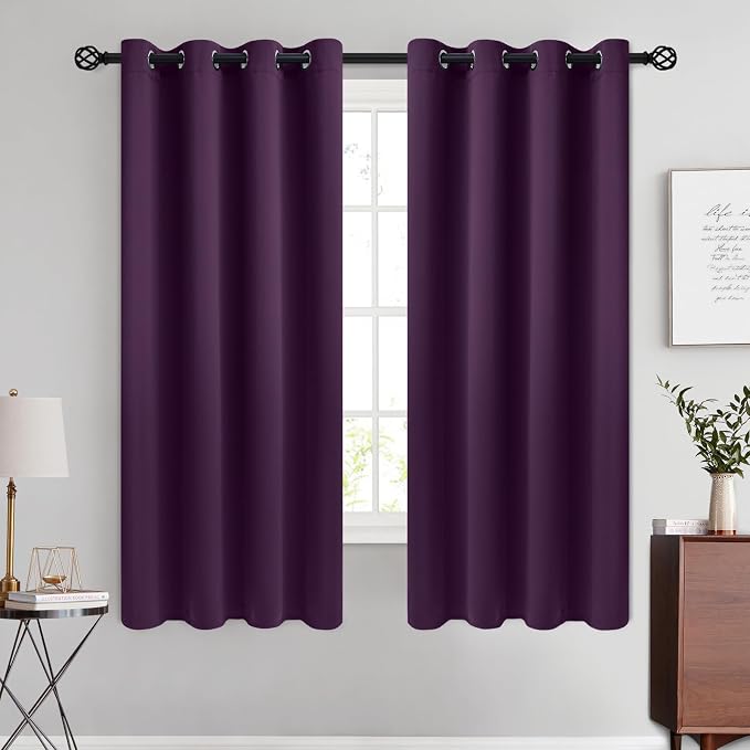 COSVIYA Grommet Room Darkening Purple Curtains 63 inch Length by COSVIYA