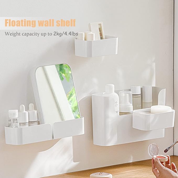4 Pack Bedside Shelf Wall Mount, Wall Mounted Floating Shelf, Bedside Shelf - Image 2