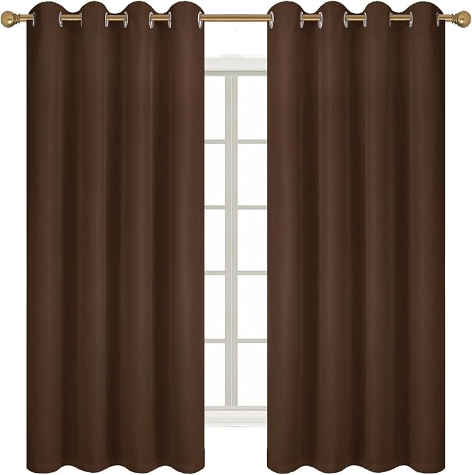 Diraysid 100% Blackout Curtains Chocolate Brown Linen Curtains - Image 3
