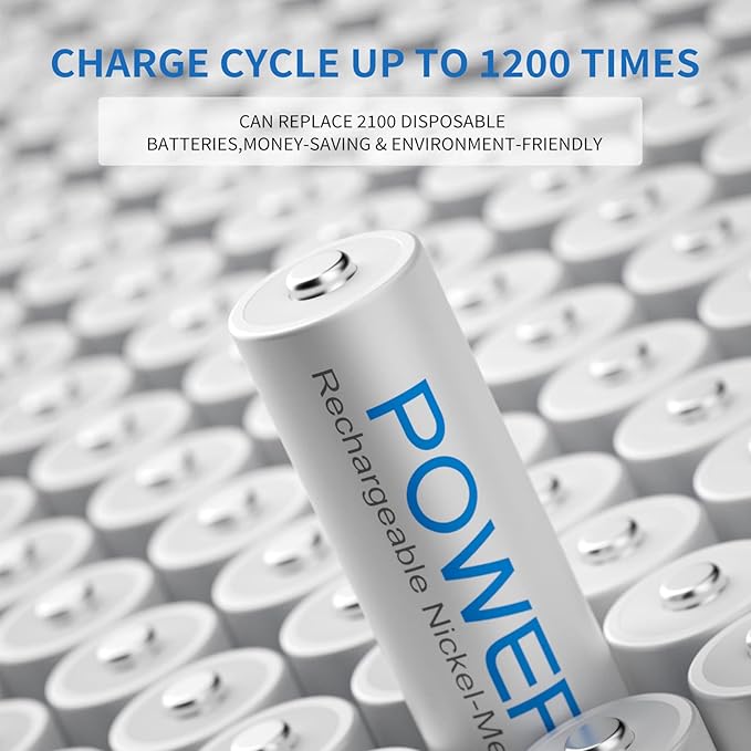 POWEROWL AAA Rechargeable Batteries, Rechargeable AAA Batteries 1000mAh High Capacity 1.2V NiMH Low Self Discharge Rechargeable AAA Battery, 8 Pack