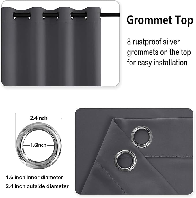 DWCN Short Dark Grey Blackout Curtains - Image 5