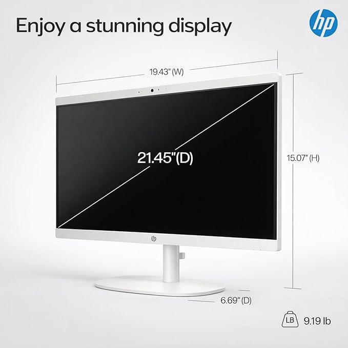 HP 22" FHD All-in-One Desktop Computer • 16GB DDR5 RAM • 512GB External and 128GB UFS Storage | The New Version for Everyday Efficency • Latest 13th Gen Intel Quad-Core • Office 365 for The Web