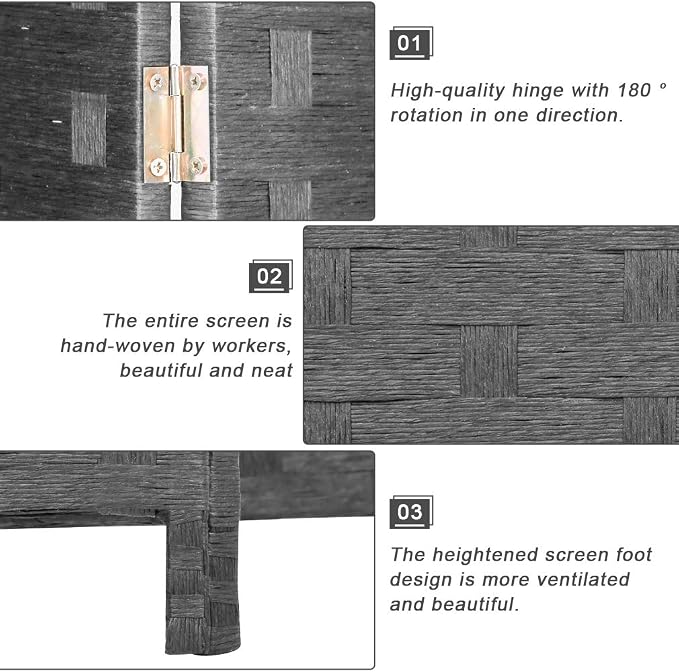FDW 4-Panel Folding Room Divider | 6ft, Living Room - Image 4