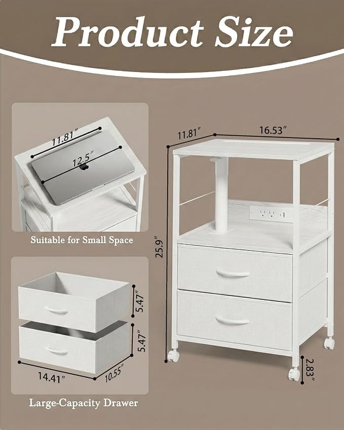 Faesun Swivel Lift Top Nightstand - Image 2