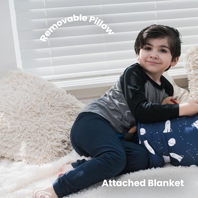 Toddler Nap Mat with Removable Pillow and Blanket (21" x 48") - Soft Sleep Mats for Kids, Daycare, Preschool, Travel - Machine Washable Roll Up Sleeping Bag - Nap Mat by Zunee