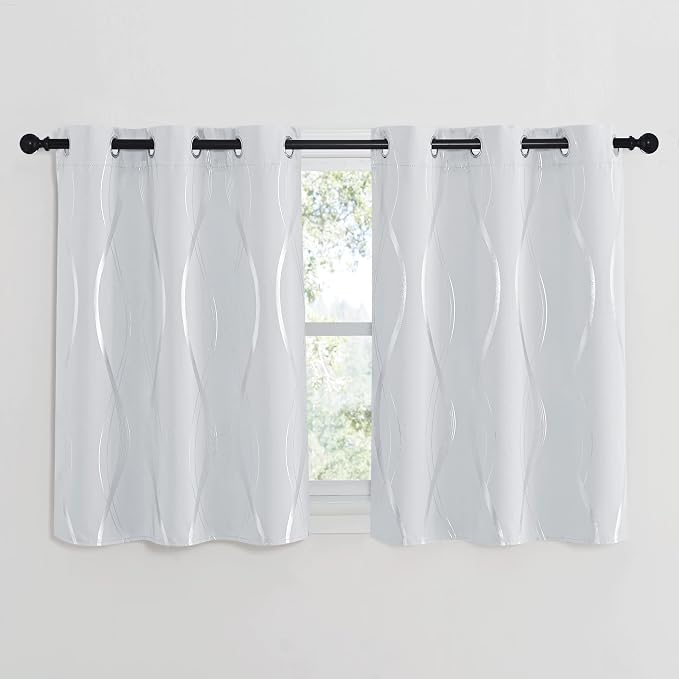 NICETOWN Greyish White Room Darkening Curtain Panels - Image 2