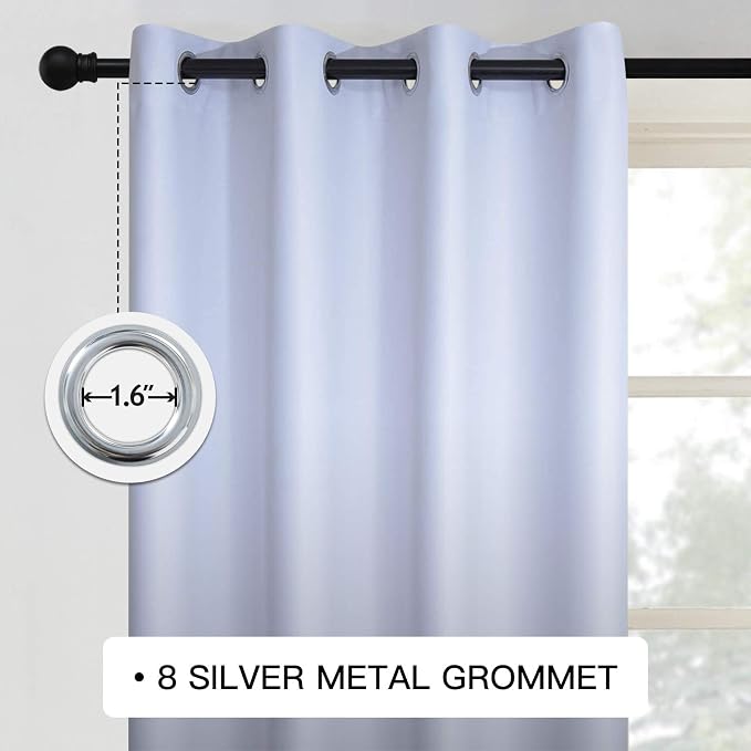 COSVIYA Grommet Ombre Room Darkening Curtains 84 inch Length 2 Panels, 52x84 - Image 2