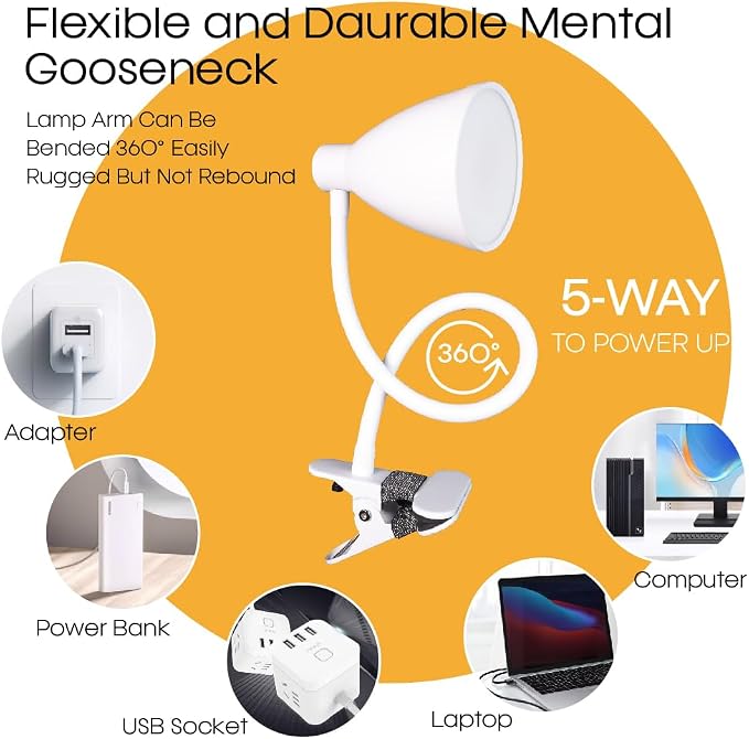 GlowVibe Desk Lamp Eye-Caring 360° Flexible Gooseneck 3 Color Modes 10 - Image 3