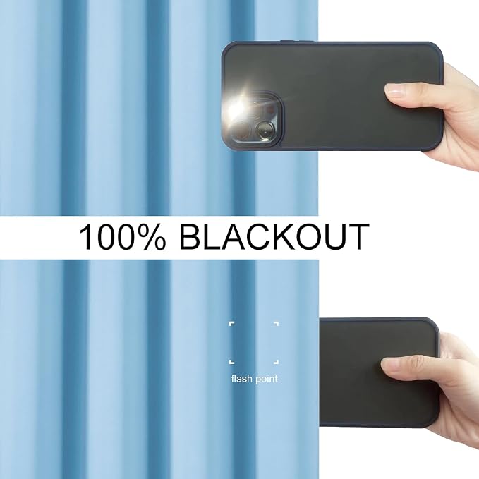 100% Blackout Curtains 84 Inch Long Sky Blue Curtains 2 Panels - Image 9