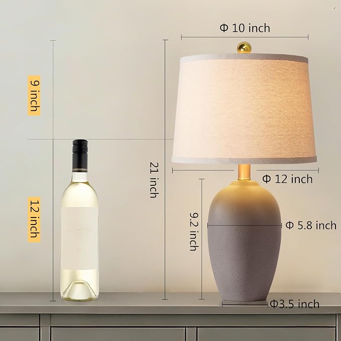 AIEAMPDO 21'' Set of 2 Farmhouse Ceramic Small Table Lamps - Image 2