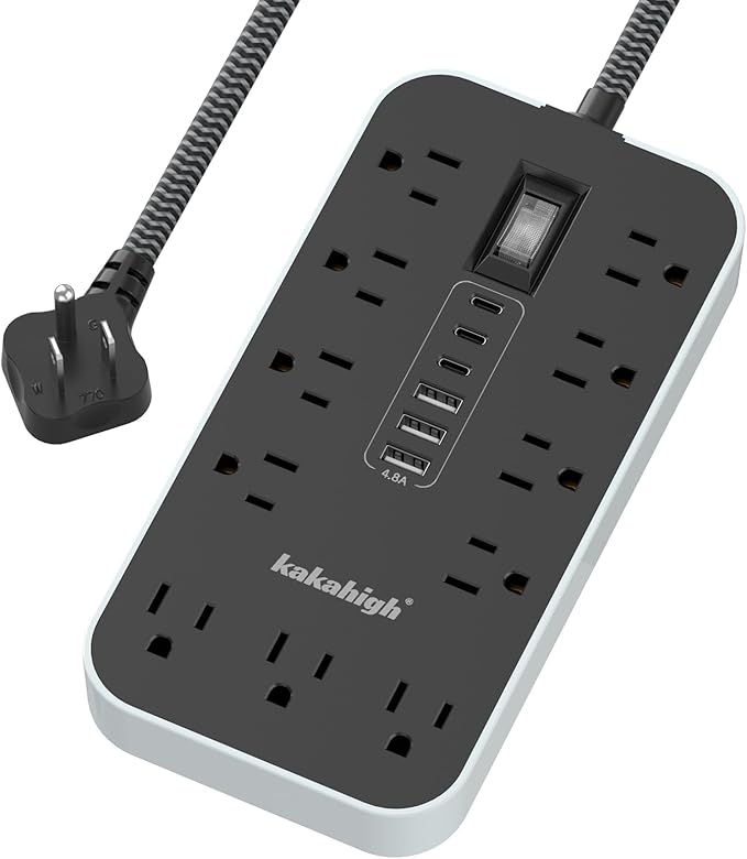 25 FT Extension Cord with USB Ports- Power Strip with USB, 1625W Multi Outlet with 11 AC Outlet 6 USB (24W/4.8A), Charging Station for Multiple Devices, for Home, Office, Dorm, Gaming Room Essentials