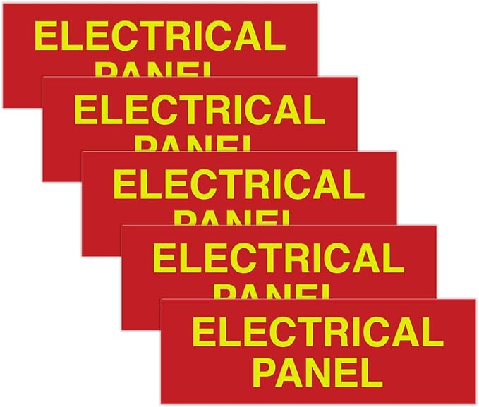 All Quality Basic Electrical Panel Sign - Fire Regulation Safety Compliance Sign - Red/Yellow - Large (5 Pack)